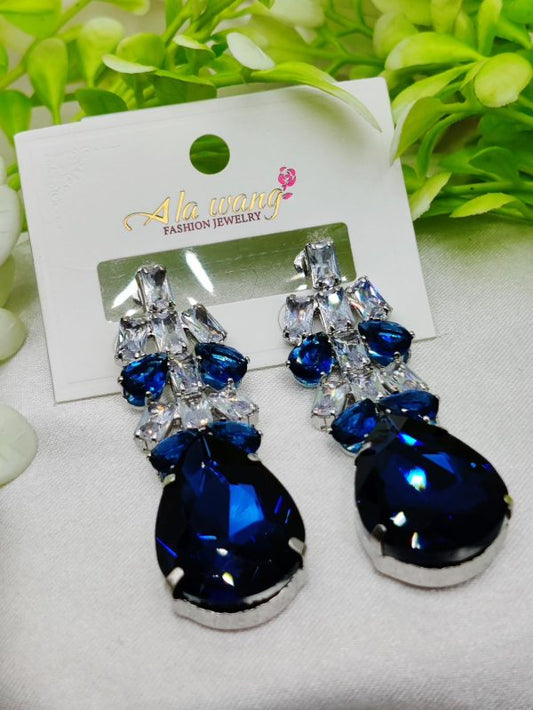 Elegant Blue Crystal Drop Earrings