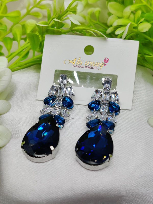 Elegant Blue Crystal Drop Earrings